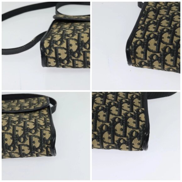 Christian Dior Trotter Canvas Shoulder Bag Navy Gold Auth 123224 - Picture 14 of 16